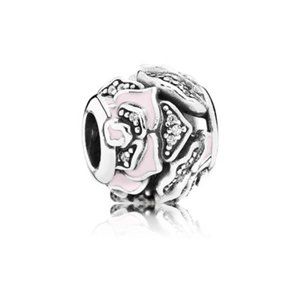 Pandora Delicate Rose Charm with Pink Enamel
